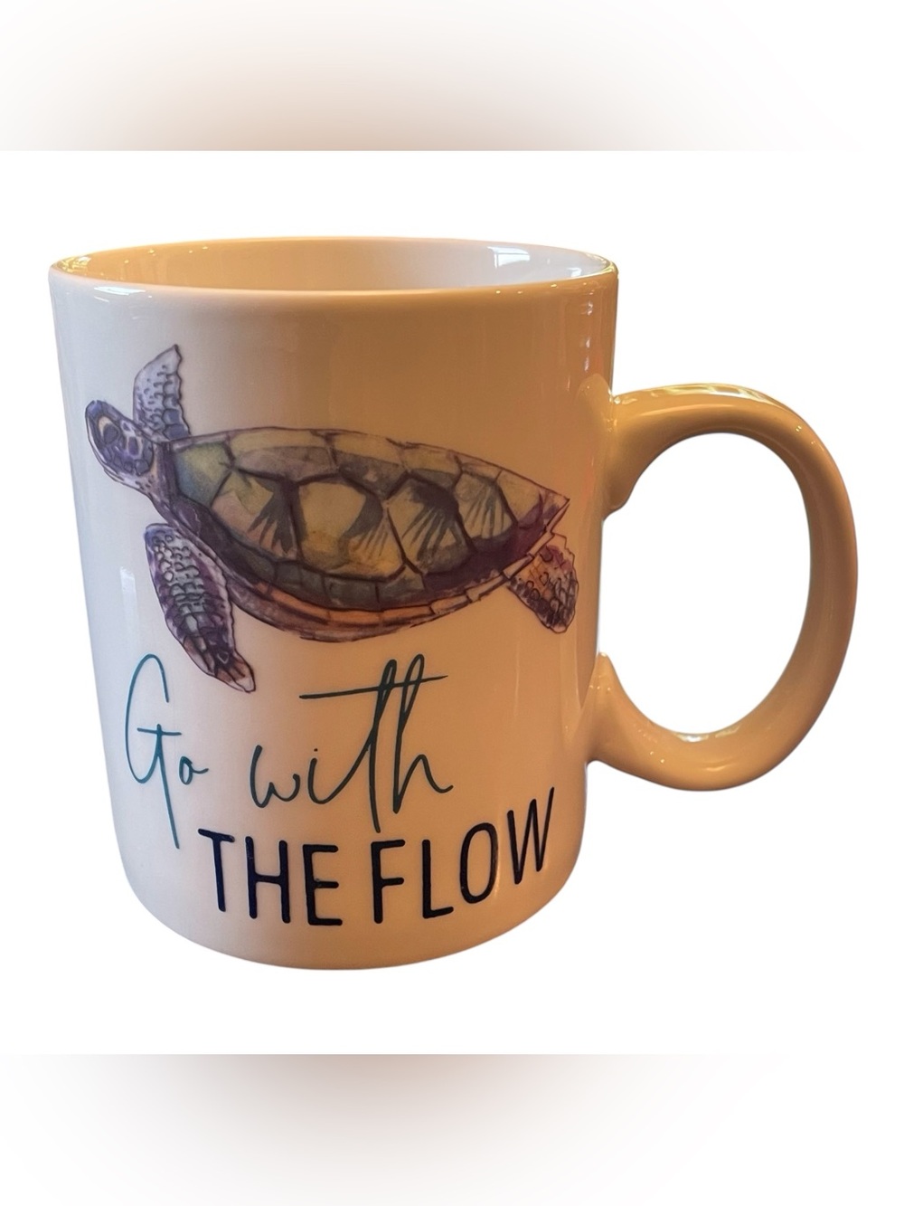 Go With The Flow Turtle Coffee Tea Cup Mug P.Graham Dunn Coastal Collection 15oz